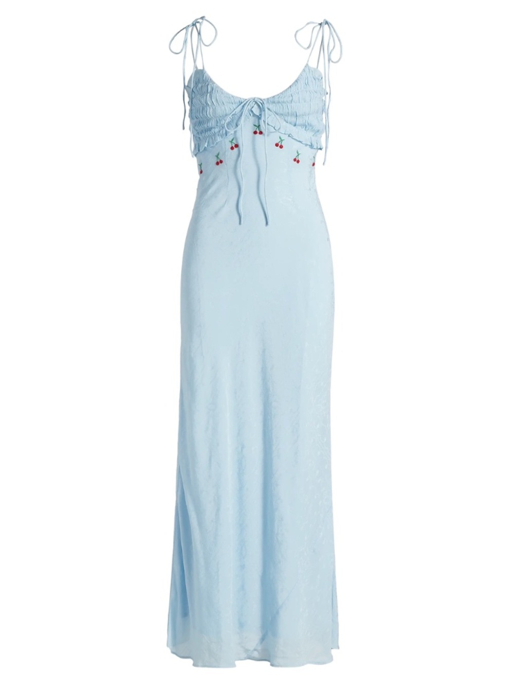 NWT Damson Madder Isabella Slip Maxi Dress Blue Monika Jacquard Cherries